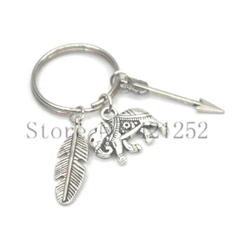 12 шт. ожерелье в виде слона брелок-браслет с подвеской из искусственных перьев