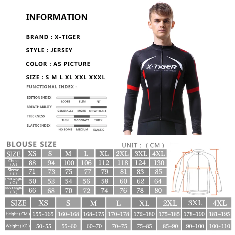 

X-TIGER 2020 Long Sleeve Pro Cycling Jersey MTB Bike Cycling Clothes Quick-Dry Mountain Bicycle Cycling Clothing For Men
