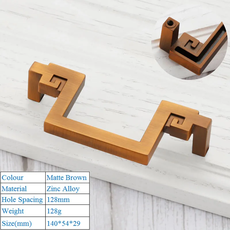 F270-128mm Brown Китайский стиль ручки для шкафа черный золотой матовый коричневый высококачественный Античная дверная ручка мебель для шкафа спальни дверные ручки - Цвет: F270-128mm Brown