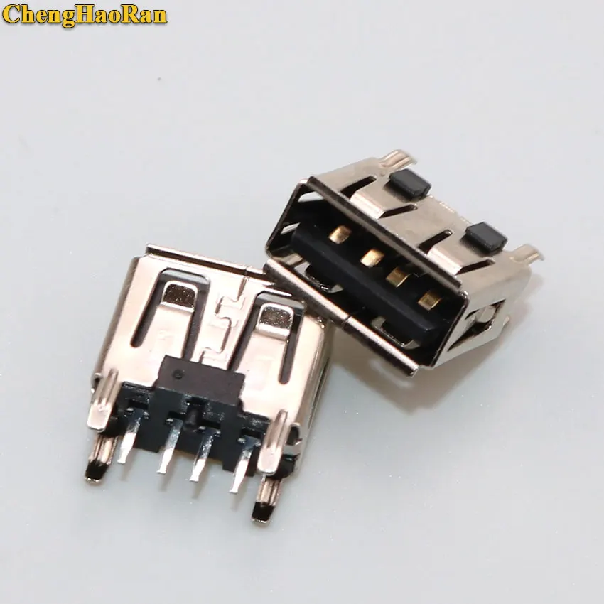 ChengHaoRan тип A плоский угол (180 градусов) гнездо USB PCB разъем usb 2 0 разъем|Соединители| |