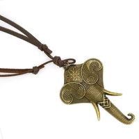 fashion eagle brown leather necklace punk retro lady elephant necklace casual elegant long rope mens little swan pu necklace