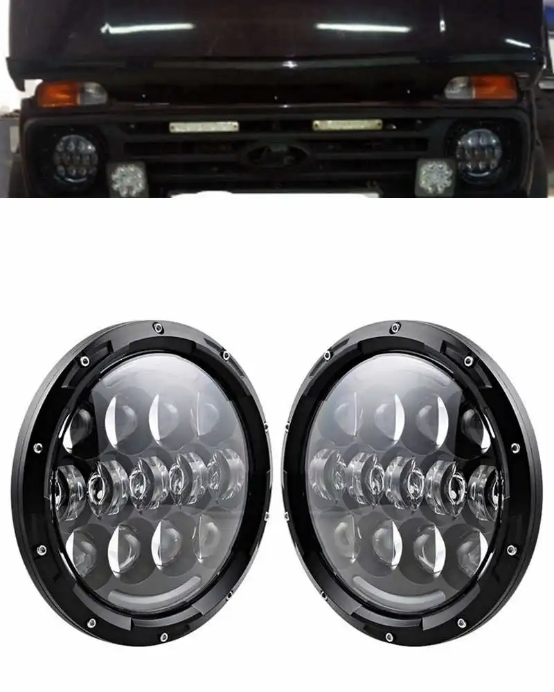 Передний светодиодный светильник для Lada 4x4 urban Niva 7 дюймов DLR в сборе JK Hummer Trucks