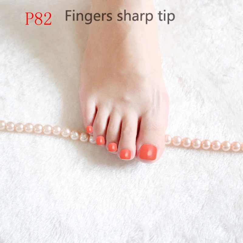 24PCS fashion design cute toes latest French style candy colorful fake toe Bright red #P82 | Красота и здоровье