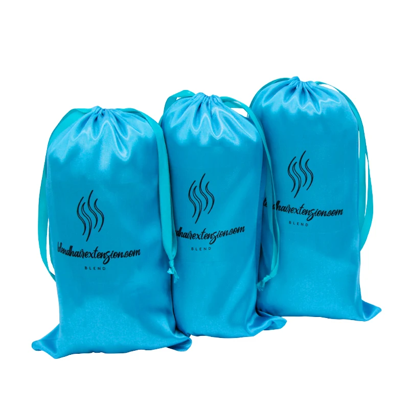 New Design Blue Drawstring Bags Hair Extension Packaging Bag Women Accessories Storage Pocket Custom Accept | Дом и сад