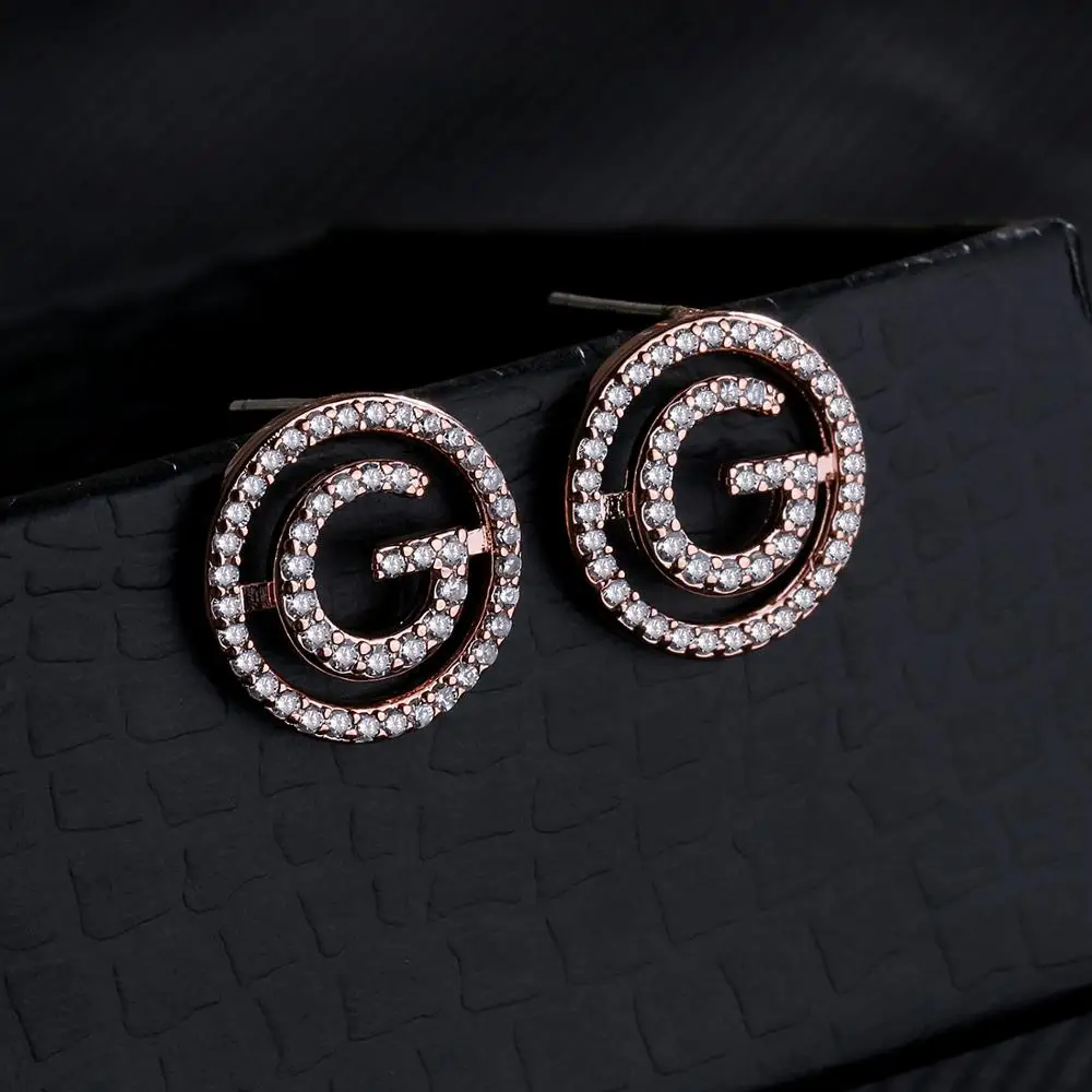 S925 Серебряные серьги буквы G, S925 Серебряные серьги иглы, модные ювелирные изделия серьги-гвоздики, серьги-гвоздики с буквами