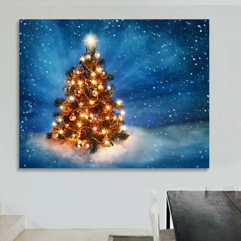 Рекламные рождественские Новогодние украшения для дома картины маслом пейзажа