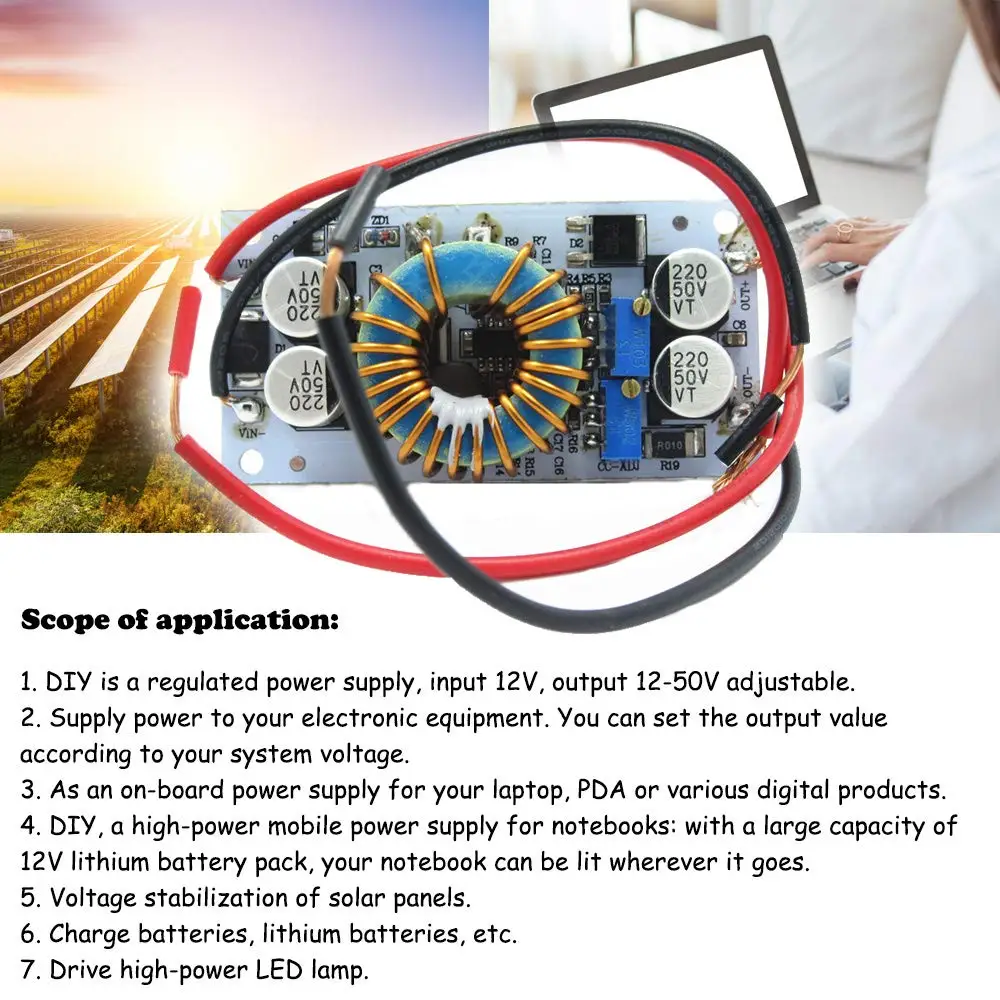 DC10 50V 10A 250 повышение ветрового контроля Модуль Регулируемый повышающий