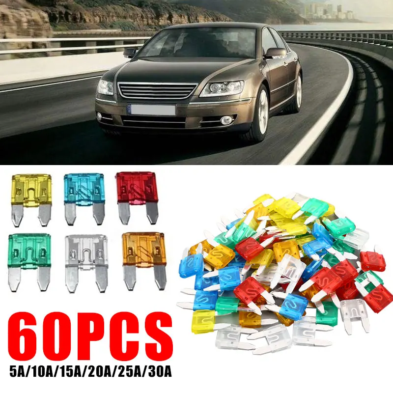 5A/10A/15A/20A/25A/30A 60 шт. предохранитель безопасности комплект защита от короткого