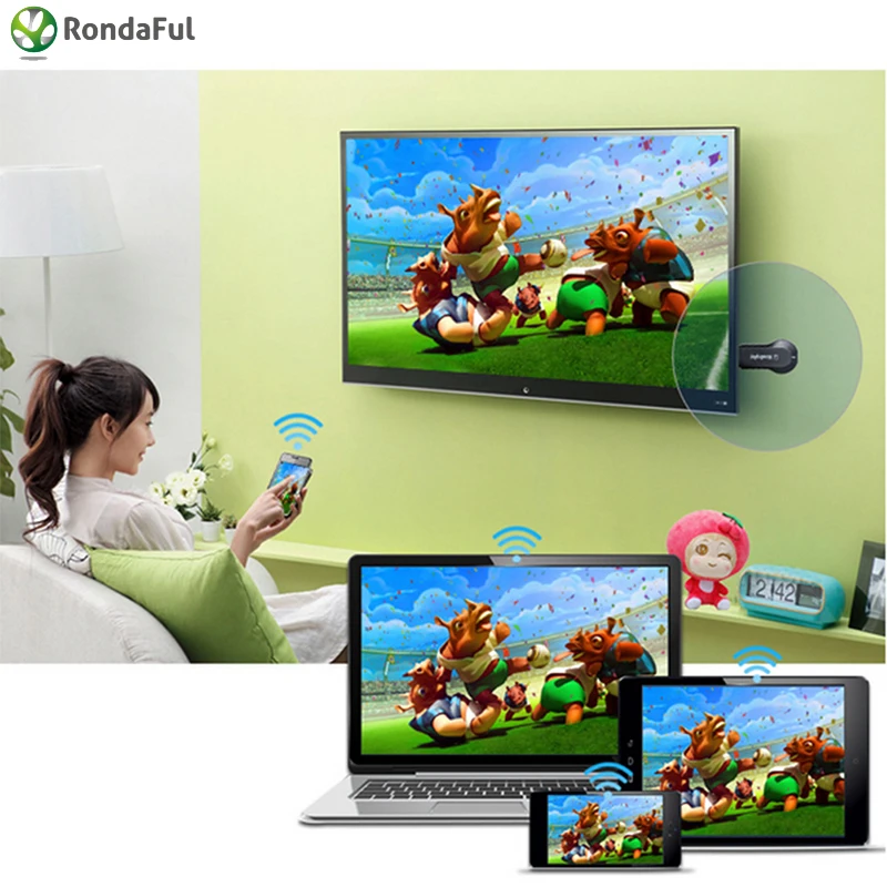 Miracast HDMI WIFI дисплей ключ Airplay приемник Full HD 1080P DLNA Ключ адаптер ТВ палка|SmartTV-стики и