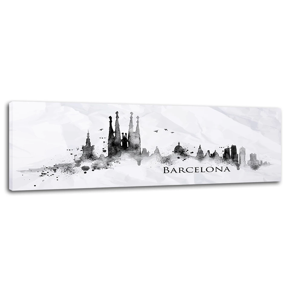 Каллиграфия модульные HD Wall Art 1 Панель фотографии Барселона Испания холст картина