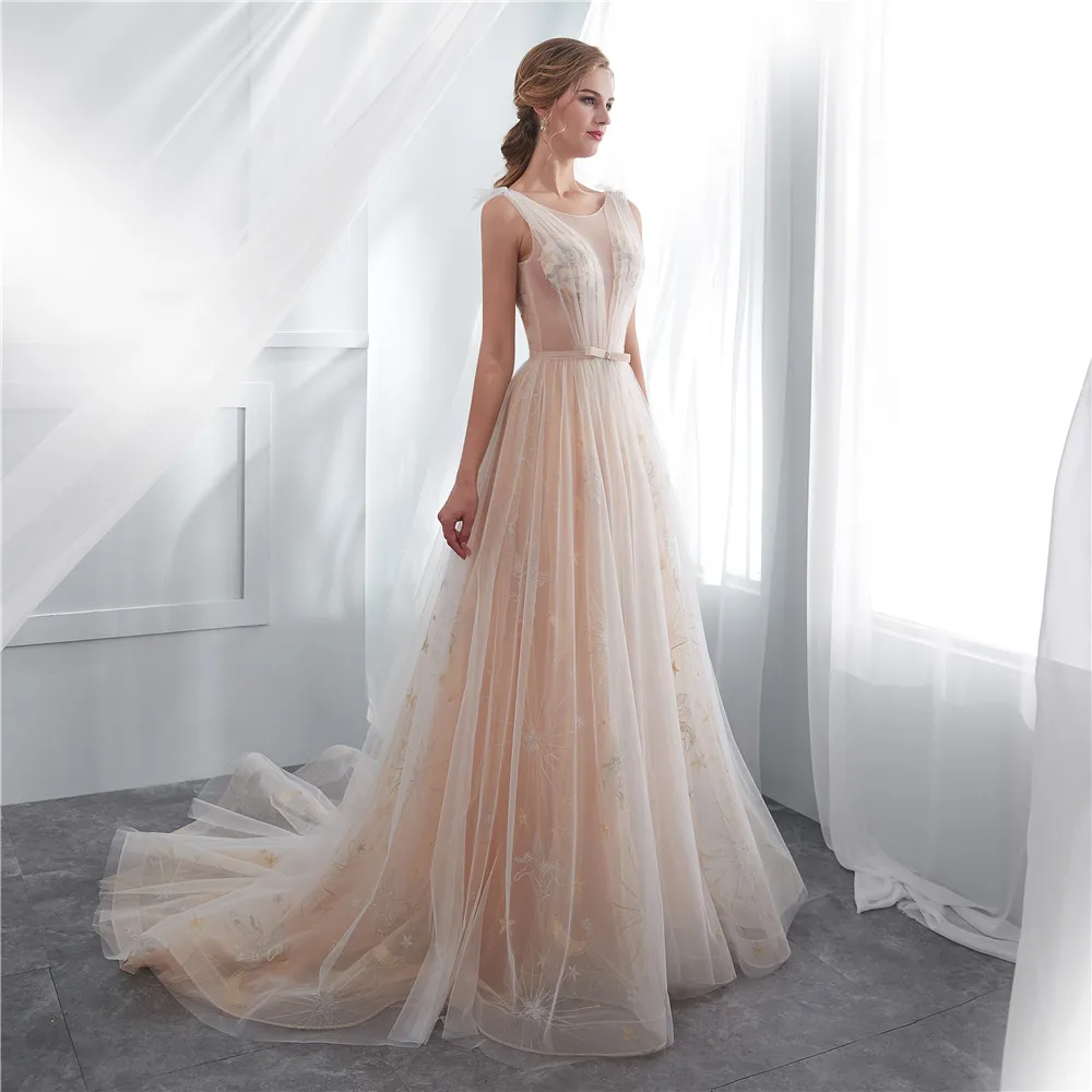 Vestidos de novia Bohemia con velo tul pliegue de Organza vestidos de novia Sexy para boda 2019 tren de barrido sin mangas porte nom mariage