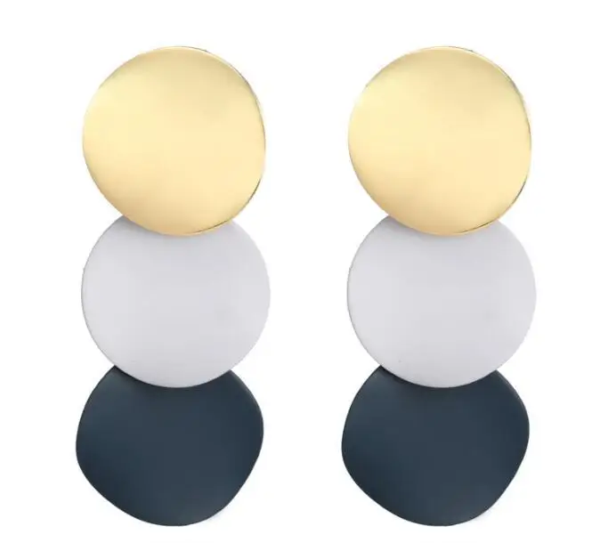 3 Colors Elegant Round Metal Uneven Earrings for Women 2020 New Geometric Alloy Long Stud Fashion Jewelry Gift | Украшения и