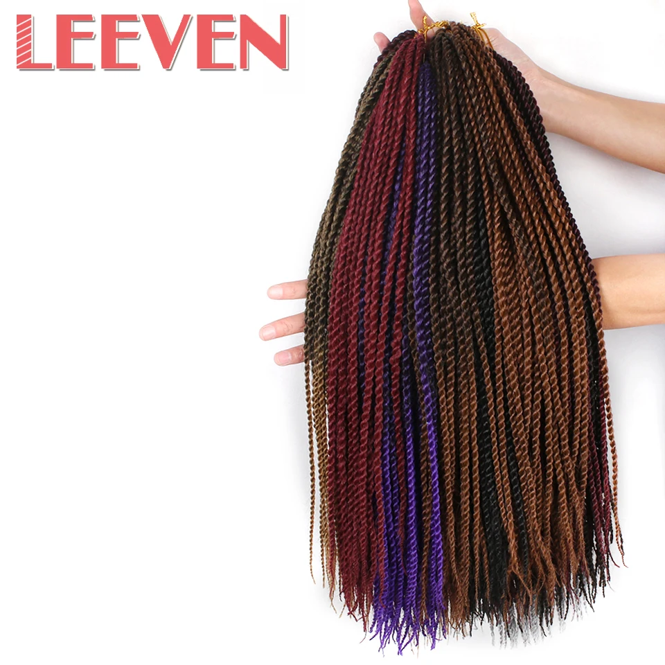 Leeven 10, 14, 18, 22 дюйма, 30 прядей, Сенегальские, крученые, вязанные крючком волосы, синтетические плетеные волосы для наращивания, высокотемпературное волокно, 1 шт
