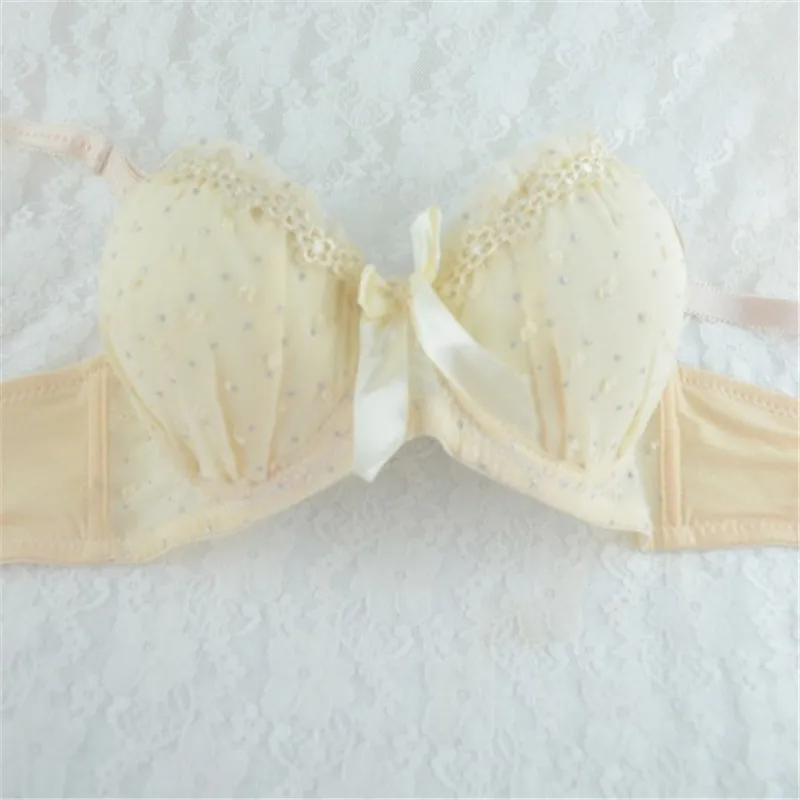 Женский кружевной бюстгальтер в горошек с мягкими чашечками эффектом пуш-апа