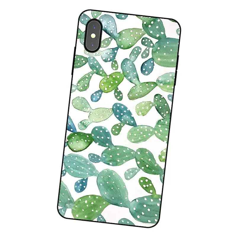 N278 кактус акварельный Черный силиконовый чехол для Apple iPhone 11 Pro XR XS Max X 8 7 6 6S Plus 5 5S SE
