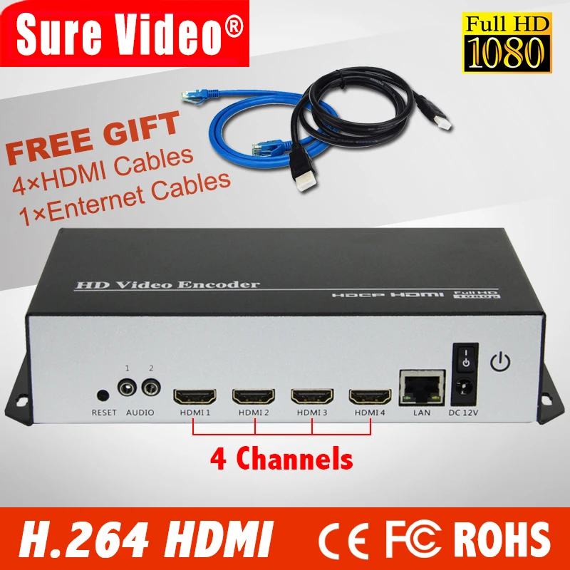 

4 канала H.264 HDMI видео кодировщик HDMI передатчик HDMI прямая трансляция кодер IPTV для YouTube, Facebook, калькулятор калорий, WOWZA, животный мир