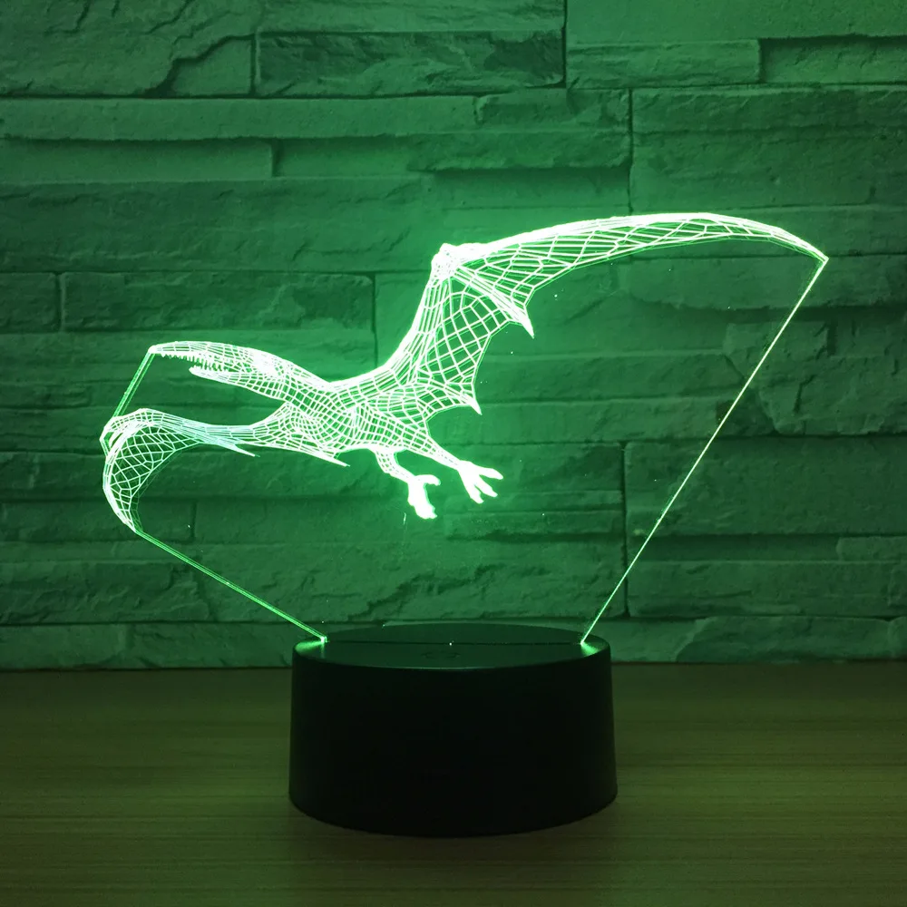 Летающий Динозавр Дракон 3D лампа USB светодиодсветодиодный животное Птерозавр