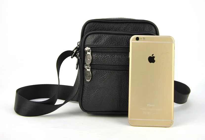 Мужская маленькая сумка через плечо из натуральной кожи Классическая с 5