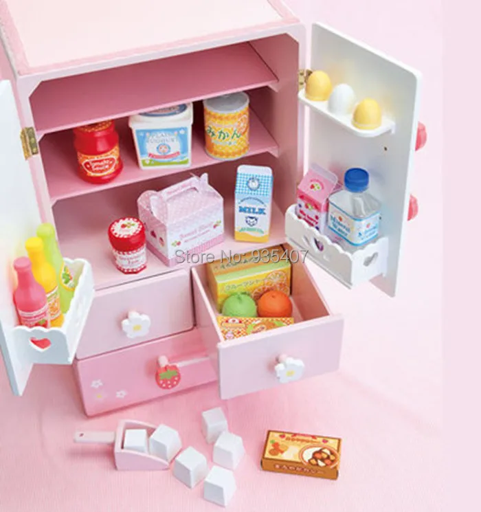 Новая деревянная игрушка клубника Белая Двойная дверь холодильник кухонная