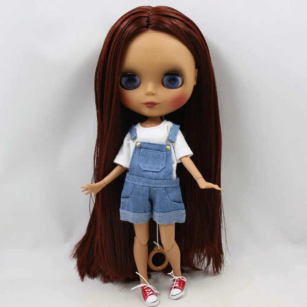 Ледяной DBS Blyth кукольные нет. BL0362 каштановые волосы шарнирное тело черная кожа