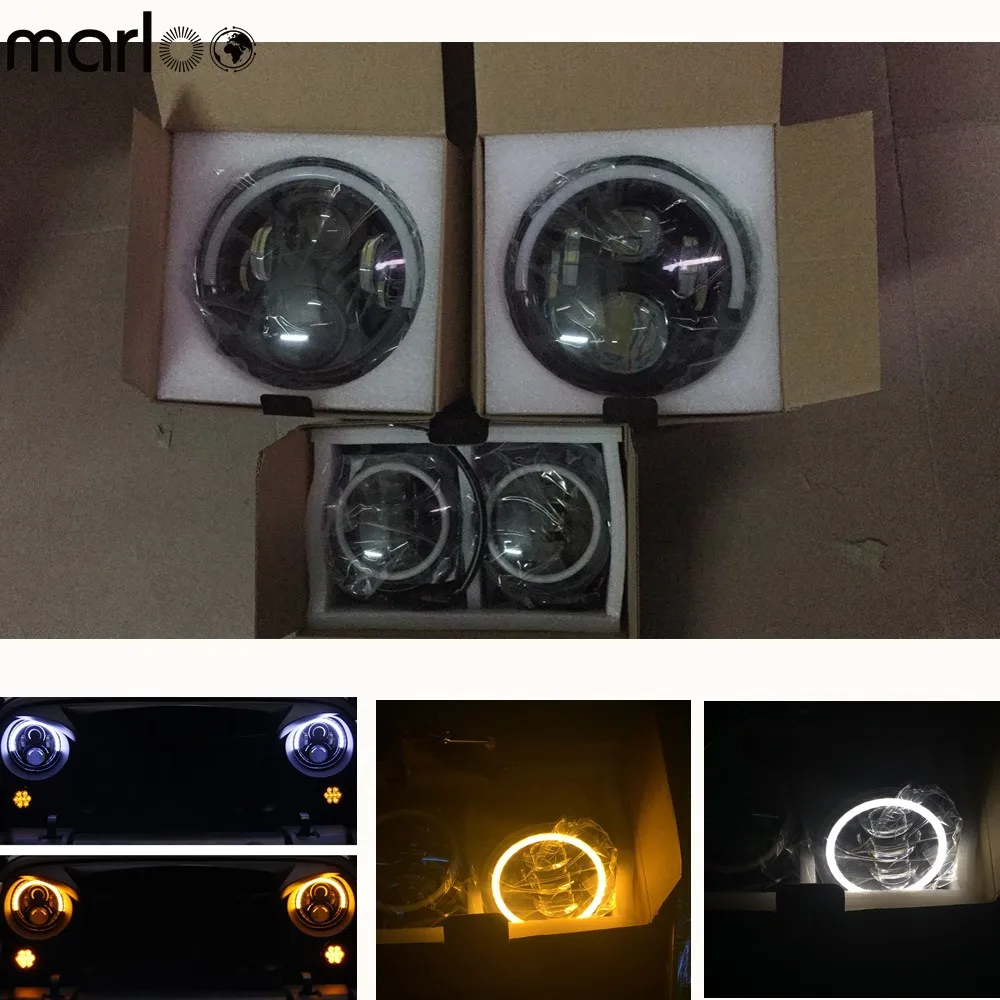 Marloo 4pcs Set 7 Inch Headlight DRL Signal Lights With 4" Halo Fog Lamp Combo For Jeep Wrangler Jk 2007- 2018 New | Автомобили и