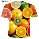 YX GIRL 2019 Новая Стильная летняя 3d модная футболка с принтом оранжевогокивилимона фруктов коллажа Мужская Женская футболка Топы в стиле Харадзюку