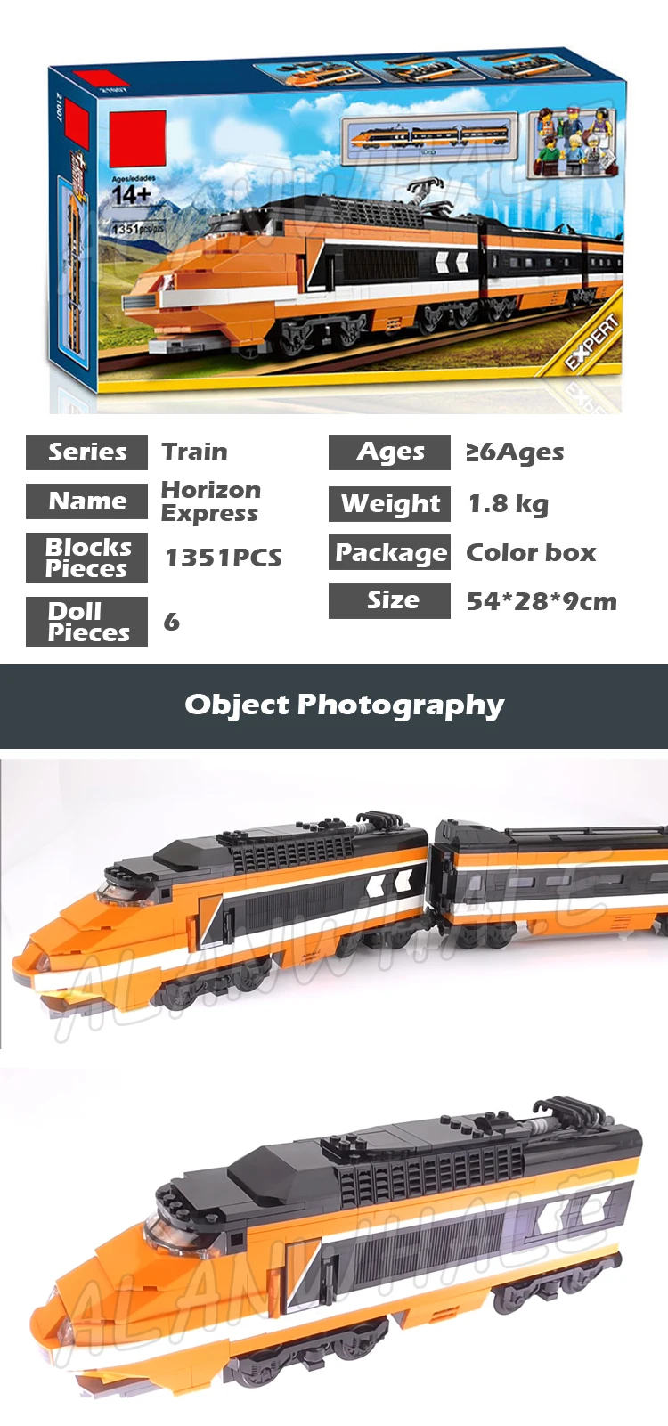 1351 шт. набор для сборки 3D моделей серии "поезд", высокоскоростной Horizon Express "сделай сам", блоки, детские игрушки, совместимые с