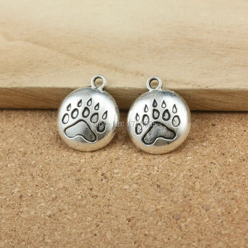 

10pcs 20x17x4mm Charms Zinc Alloy Pendant Vintage Tibetan Silver Tone Round Bear Claw DIY For Bracelet Necklace