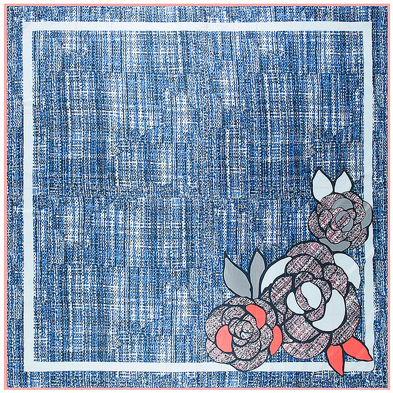 

Роскошный шейный платок POBING с цветочным принтом, 100% саржевый шелковый шарф для женщин, шали, палантины, Женская бандана, квадратные шарфы