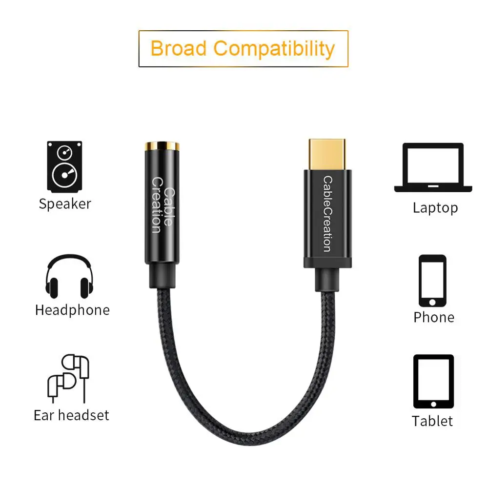 Адаптер USB C к 3 5 мм Aux (чипсет Realtek DAC) конвертер CableCreation 0 ft Type для микрофона|Адаптеры