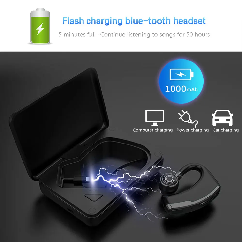 V10 Bluetooth наушники Sstereo громкой связи Bluetooth гарнитура для Беспроводной наушников салона автомобиля вызова Бизнес Шум отменить гарнитура с HD микрофон быстрая зарядка
