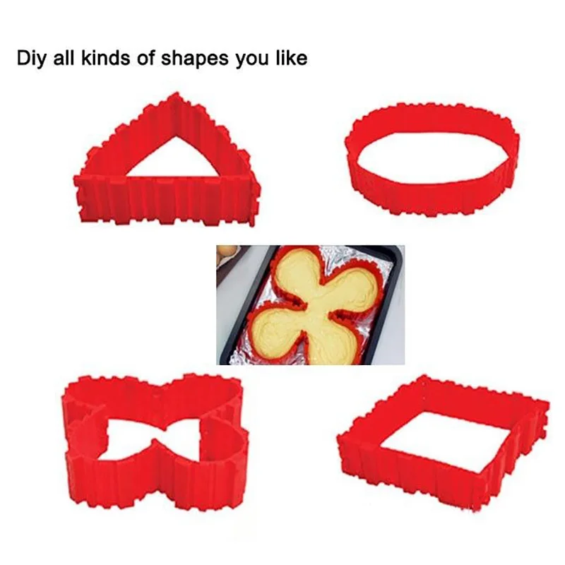 4 Pcs Self Design Silicone Cake Tool Stitch DIY Baking Square Rectangular Round Shape Bakeware Bake Tools | Дом и сад