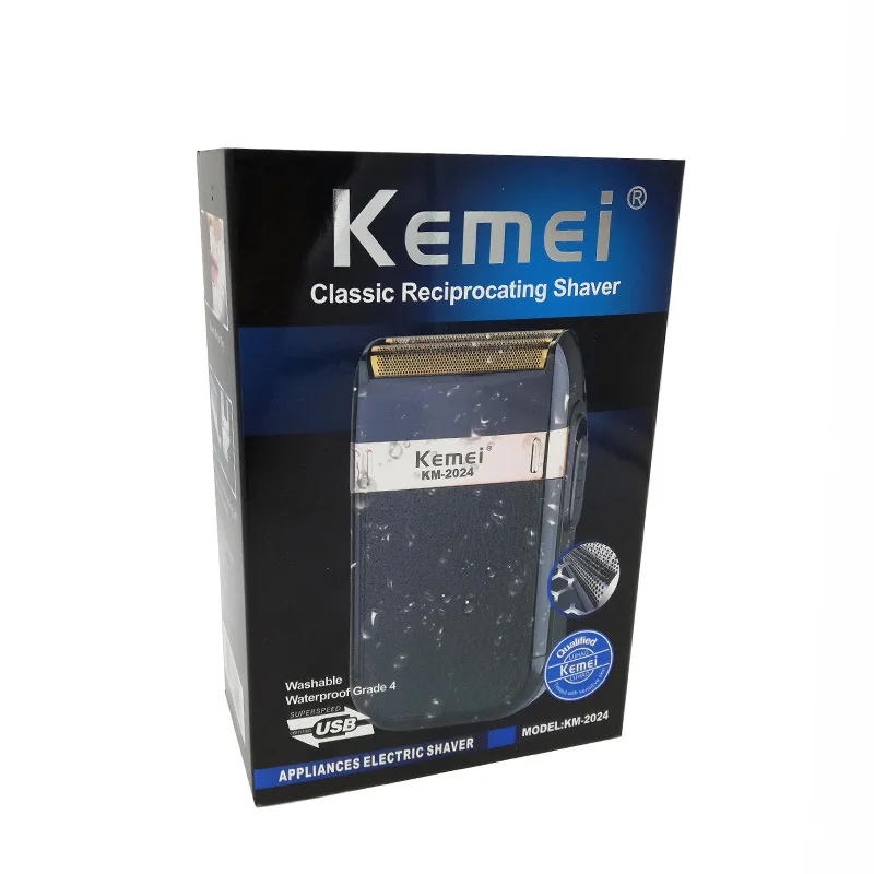 Kemei KM 2024 электробритва USB аккумуляторная для мужчин с двойным лезвием