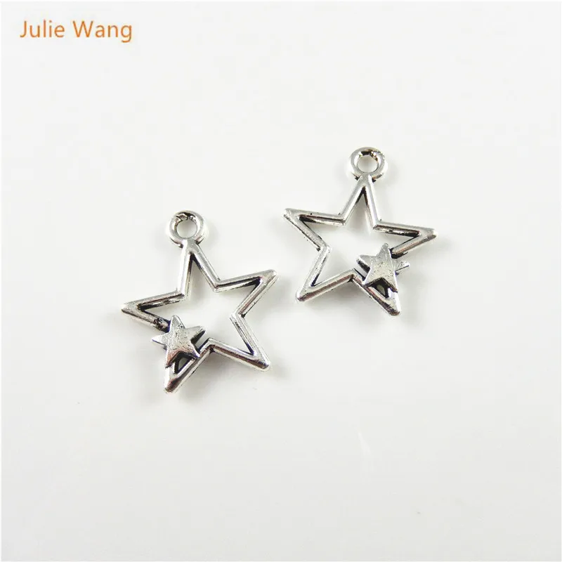 Julie Wang 30 шт. подвески в виде звезд элегантный дизайн античное серебряное ожерелье