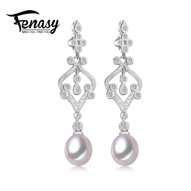 FENASY пресноводные серьги в виде жемчужной капли AliExpress 925 Стерлинговое Серебро