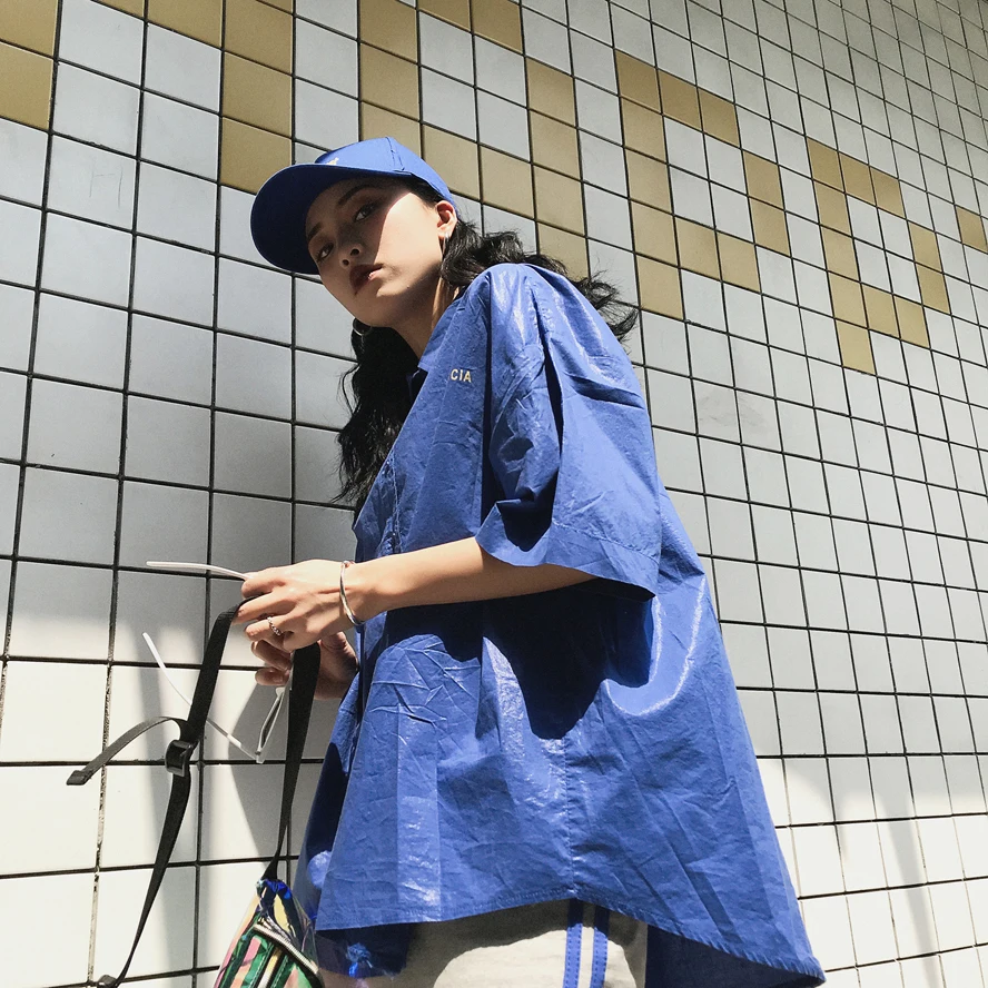 2019 Harajuku в стиле панк рок Для женщин рубашка с принтом букв короткий рукав