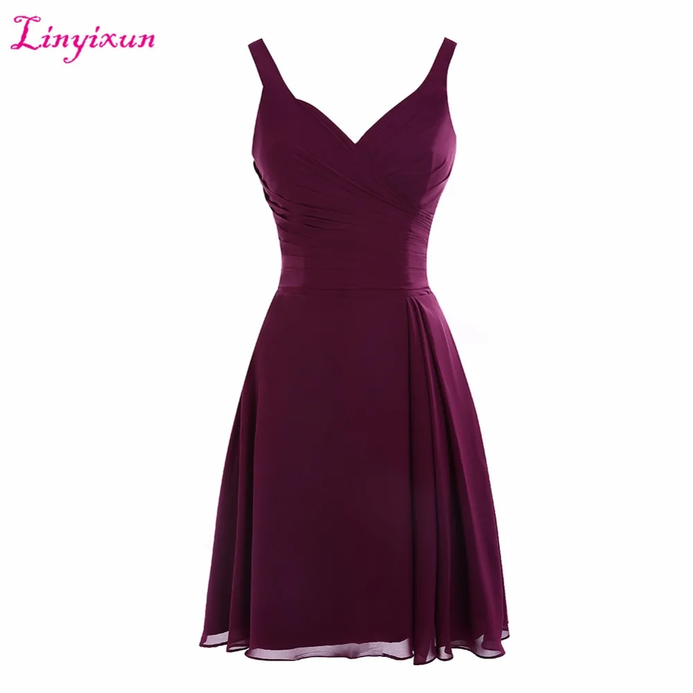 Женское платье Linyixun фиолетовое для выпускного бала с треугольным вырезом 8 класс