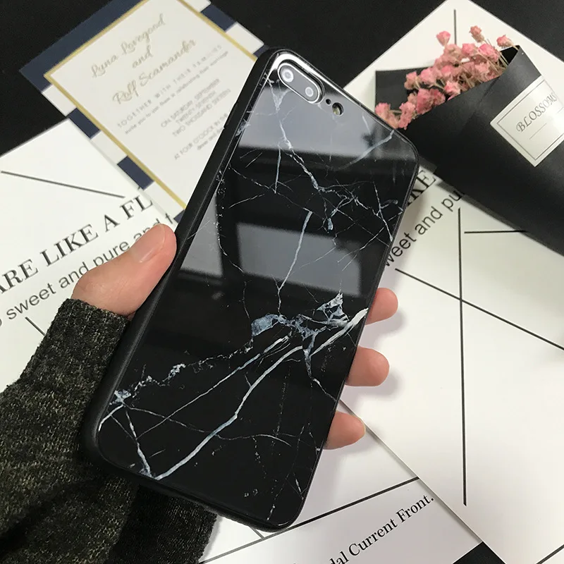 OTO-ALTER 2018 Новая мода мрамор закаленное galss ТПУ чехол для iPhone X/6/6s/6plus/6s plus/7/8/7 plus/8 plus |