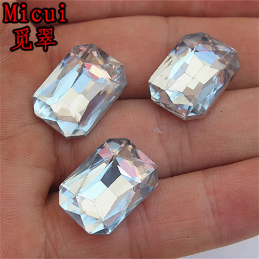 Micui 30PCS 13*18mm Rectangular octagonal Crystal Tip back Rhinestones Glass Crystals For Clothes Jewelry Decorations ZZ146 | Дом и сад