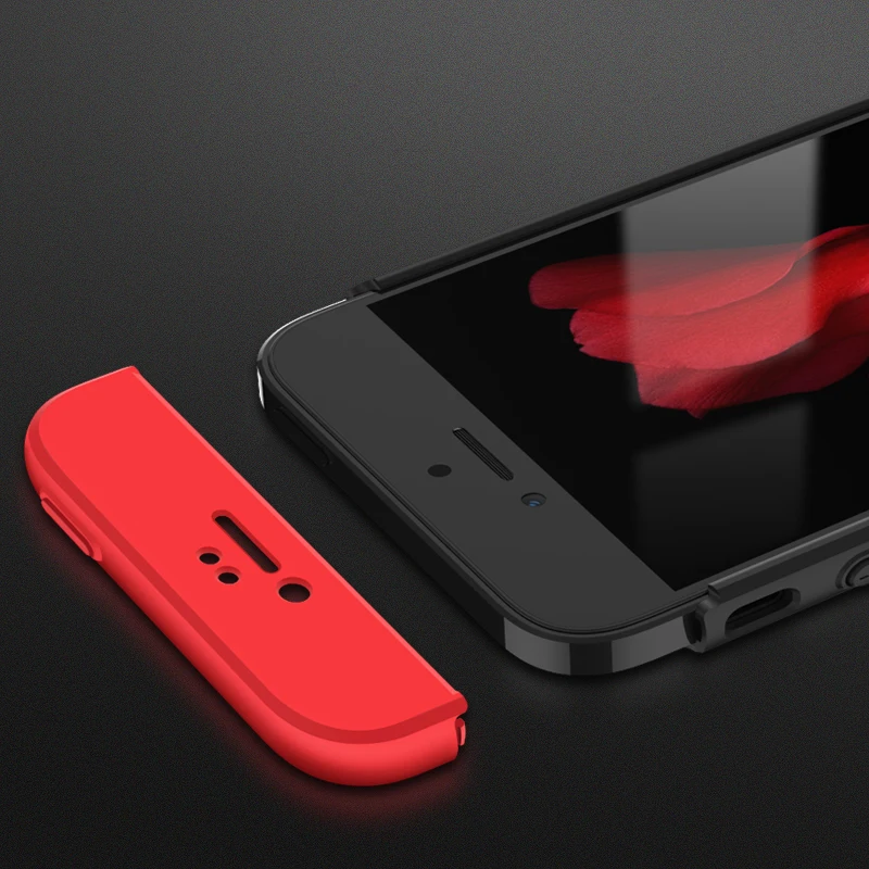 Чехол на чехол для iPhone 5 5s SE 360 градусов Полная защита Жесткий ПК 3 в 1 матовый 6 6s 7 8