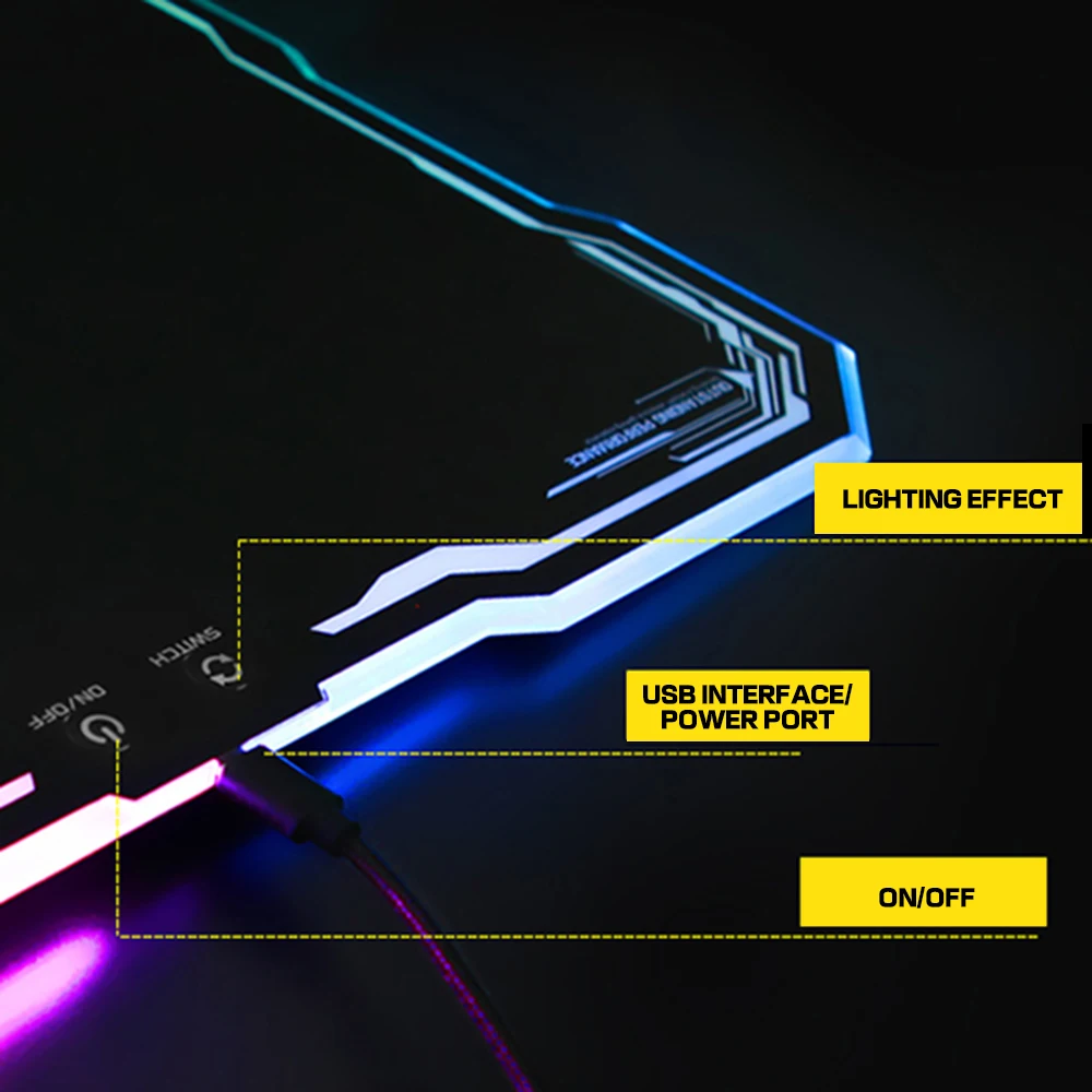 Светодиодный USB проводной Жесткий коврик для мыши большого размера Dazzle RGB цветная подсветка игровой коврик для мыши с интеллектуальным переключателем