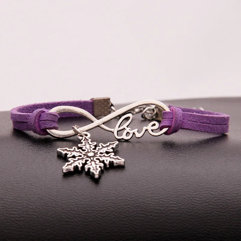 Популярные Модные женские ювелирные изделия древнее серебро снежинка Infinity Love charm