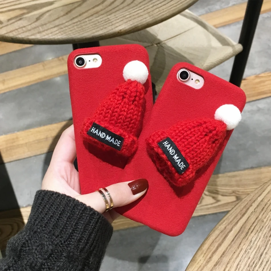 KISSCASE чехол с шапкой для iPhone 11 Pro 6 7 8 Plus X XS милый Меховой s Max Рождественский теплый