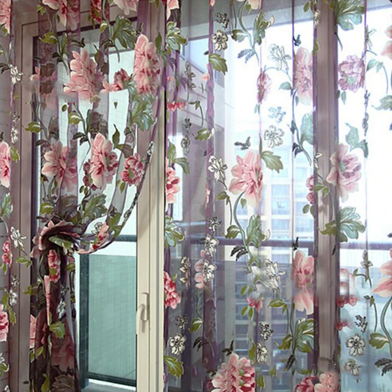 Романтический Тюль занавески s для гостиной выгорания Пион цветочный бисером
