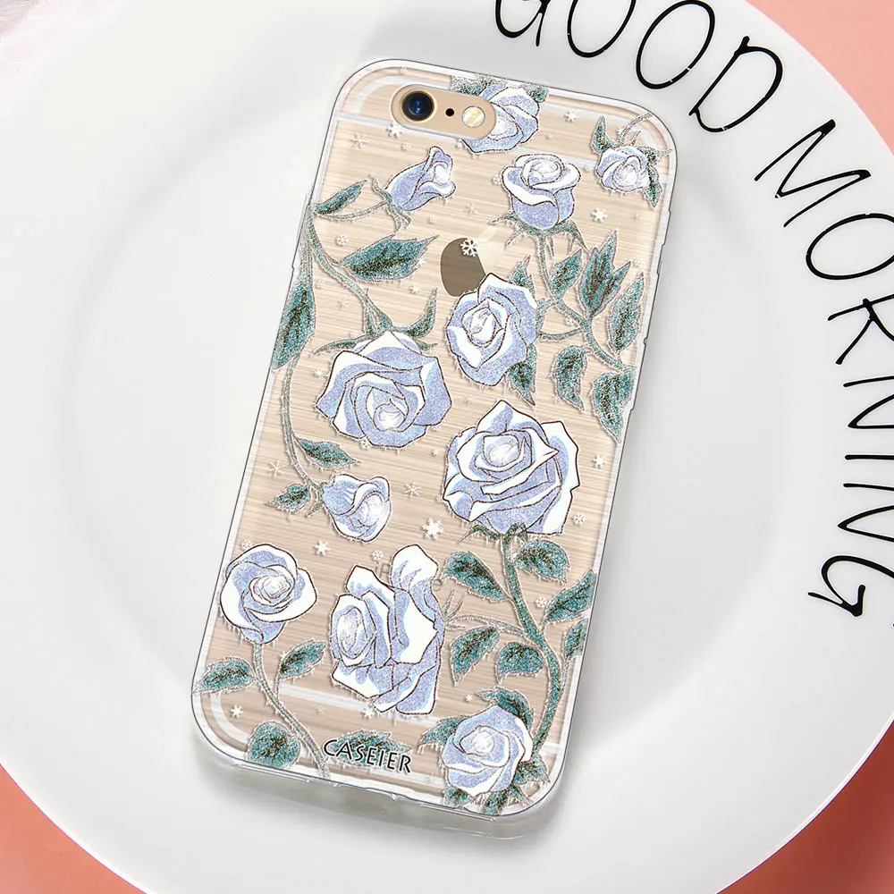 Caseier Телефон чехол для iPhone 6 6S Plus Bling Diamond Силиконовые Роза Коке 5 5S SE красоты kawaii