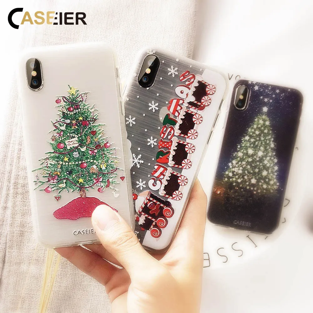 чехол на айфон xr 7 плюс зима CASEIER 3D чехлы XS Max XR случае Рождество X 6 6s 8 Plus 5 5S SE
