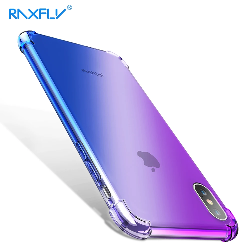 Чехол RAXFLY для iPhone X XS Max чехлы XR противоударный мягкий чехол меняющихся цветов 7 8