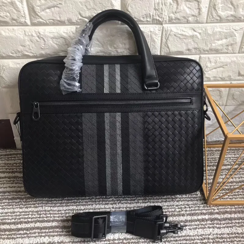leather bag briefcase braided bag Men's business bag Handbag briefcase men cowhide Embr oidery Briefcase briefcase