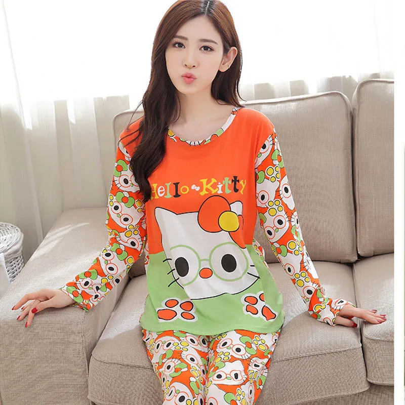 FL069C тонкая Пижама с рисунком из мультфильма женская пижама Pizama Дамская животными