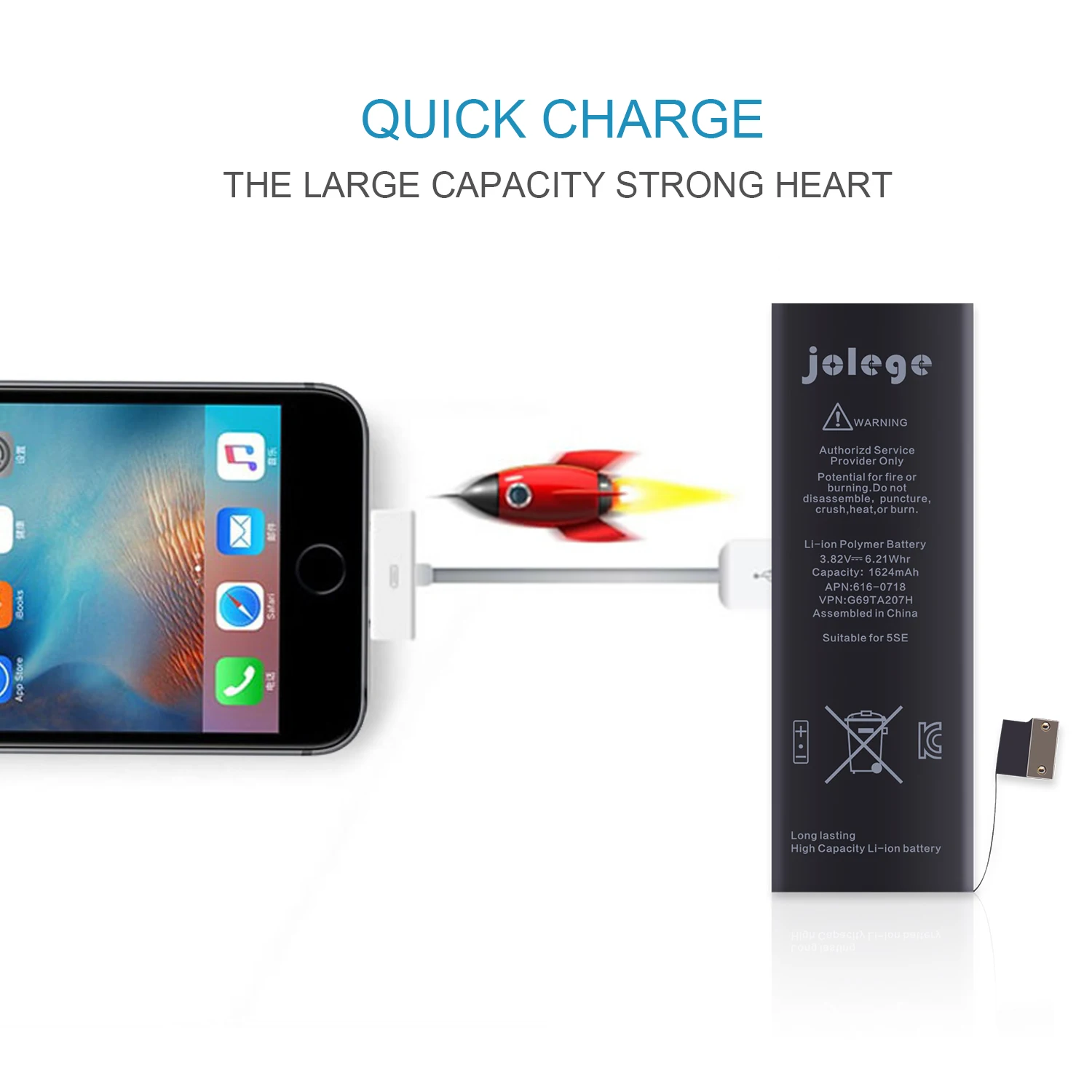 Jolege Замена для Айфон 5 SE черный встроенный литиевый Батарея Apple IPhone 5SE internel 3.82 В 1624